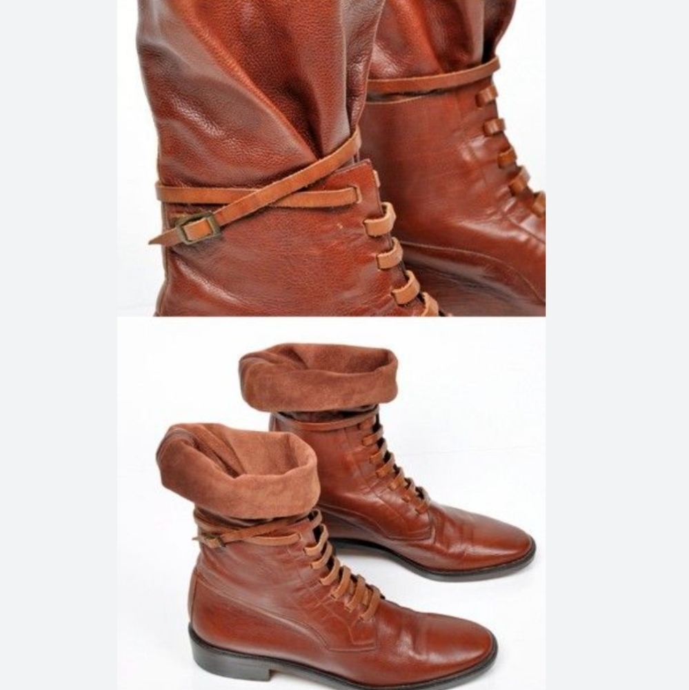 RARE Beautiful Vintage Anne Klein Leather Boots, size 6.5, Burgundy in color.